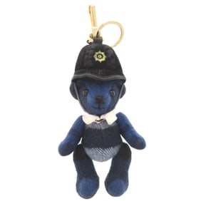 Burberry Thomas Bear Charm Cashmere/Leather Blue Keychain 1675 BURBERRY