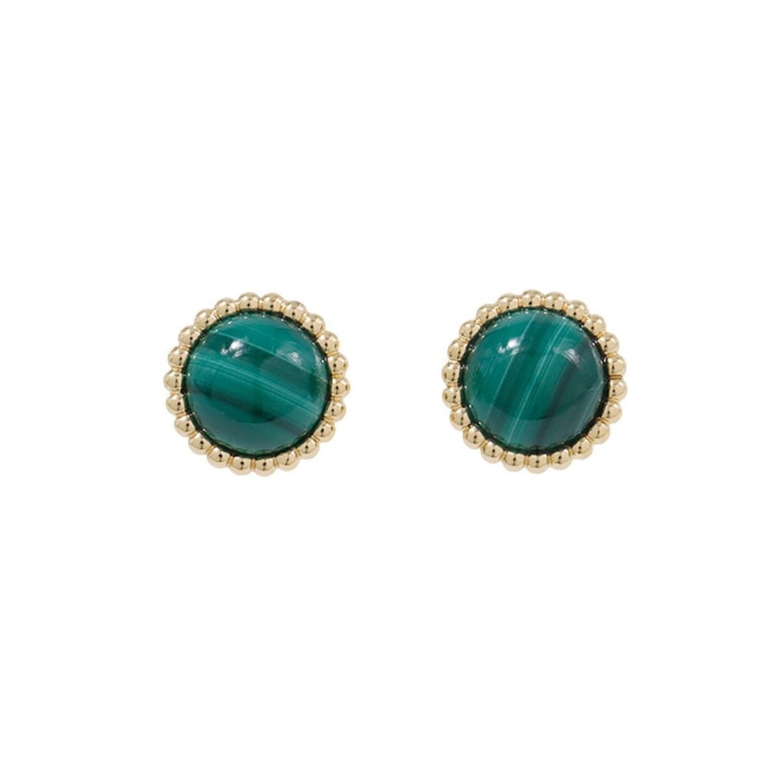 Van Cleef & Arpels Perlée Couleur Earrings with Malachite in 18K Yellow Gold (VCARP4DS00): --- Catalog ---Category: SizeWeight: 8.9g / 0.31oz.Diameter: 13.1mm / 0.51''Category: DesignType: Stud earringsColor: YellowMetal: GoldStone: MalachiteGender: WomenMetal Purity: 18KCategory: GeneralLi
