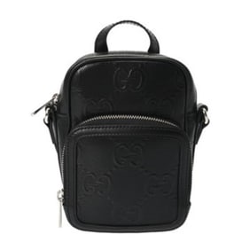 GUCCI GG Embossed Black Leather Shoulder Bag 658553 Men's