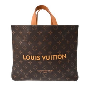 LOUIS VUITTON Monogram Shopper Tote MM Brown M24457 Women's Calf Leather Bag Like New