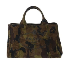 PRADA Canapa Tote 2-Way Camouflage B2642B Women's Canvas Handbag