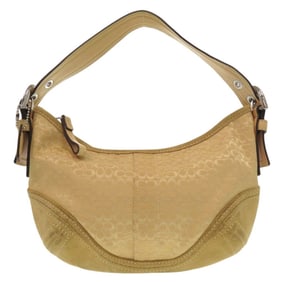 Coach Micro Signature Shoulder Bag, Mini One-Shoulder Semi-Shoulder Canvas Suede, Yellow Beige 0010