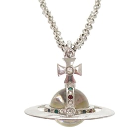 Vivienne Westwood NEW SMALL ORB Brass Rhinestone Silver Necklace Pendant 1663
