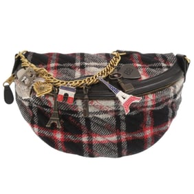 Balenciaga Souvenir Charm 518163 Wool and Leather Red Black Gray Body Bag Belt 1535 BALENCIAGA