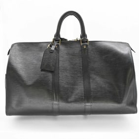LOUIS VUITTON Epi Leather Keepall 50 Boston Bag, Black, Leather, Men's/Women's, M42962