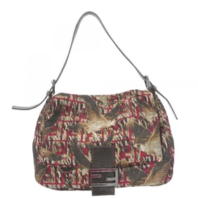 Fendi Zucca Mamma Bucket handbag in nylon canvas, brown, red, and gray for women