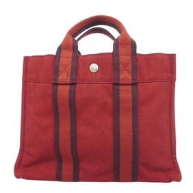 Hermes Handbag Foul Tou PM Canvas Red Women's
