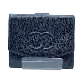 CHANEL 13496R Coco Mark Caviar Leather Bifold Wallet for Women