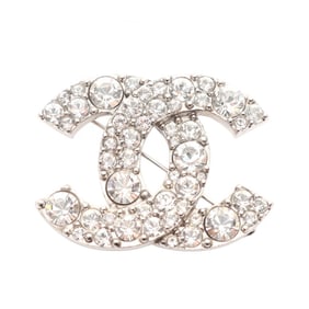Chanel Coco Mark Brooch with Gold-Plated Rhinestones, Silver and Clear
