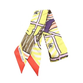 Hermes Hermès Twilly Quadrige Bayadere Silk Scarf for Women in Multicolored Yellow