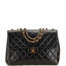 CHANEL Matelasse Coco Mark Chain Shoulder Bag Handbag Black Lambskin Women's