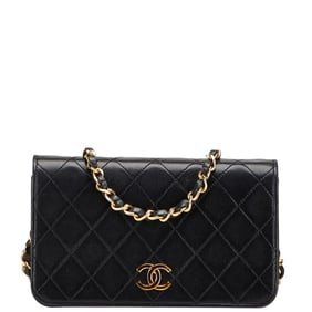 CHANEL Matelasse Coco Mark Chain Shoulder Bag in Black Lambskin for Women