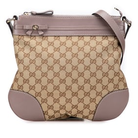 Gucci GG Canvas Mayfair Crossbody Shoulder Bag 257065 in Beige, Pink, and Purple Leather for Women.