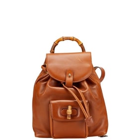 Gucci Bamboo Backpack 003 1705 0030 Brown Leather Women's GUCCI
