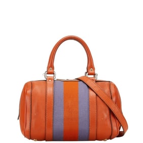 Gucci Sherry Line Mini Boston Bag/Shoulder Bag, 2-Way, 269876, Orange and Purple Canvas Leather,