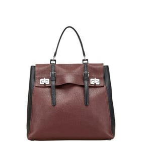 Prada handbag in wine red and black leather for women.