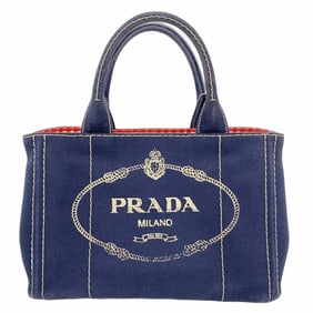 Prada Canapa Canvas Tote Bag, Navy, Women's, P1519805