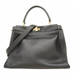 Fendi Peekaboo Leather Handbag, Black, Women's
