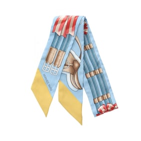 Hermes Hermès Twilly Jumping Silk Scarf for Women in Multicolor Blue