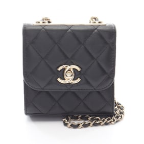 CHANEL Mini Matelasse Shoulder Bag, Lambskin Leather, Women's, Black