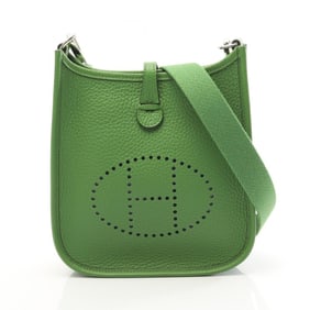 Hermes Hermès Evelyn TPM shoulder bag in Taurillon Clemence leather, green for women.