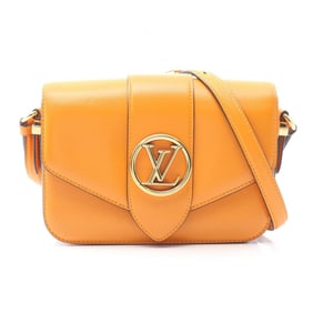 Louis Vuitton LV PONT 9 Shoulder Bag, Leather, Women's, Orange, Summer Gold, M55946