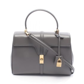Celine 16 Seize Medium Handbag, Leather, Women's, Gray, 187373