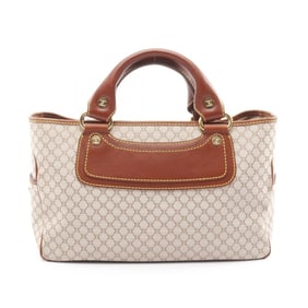 Celine Boogie Bag Macadam Handbag, Canvas and Leather, Women's, Beige Brown, YS00 44