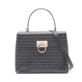 Salvatore Ferragamo Gancini handbag, leather, women's, black