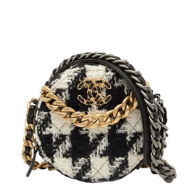 Chanel Coco Mark Chain Shoulder Bag in Black and White Tweed Leather for Women