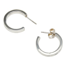 Tiffany & Co. narrow hoop stud earrings in 925 silver for women.