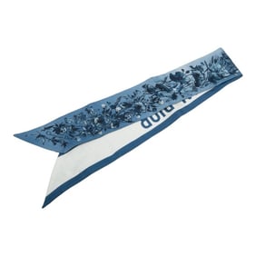 Christian Dior Dior Mitzah Flower Scarf, Blue and White Silk, Women's,