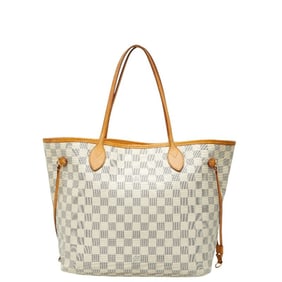 Louis Vuitton Damier Azur Neverfull MM Tote Bag, One-Shoulder Bag N51107, White/Ivory Leather,