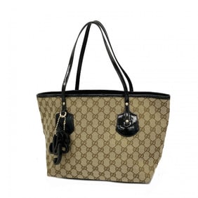 Gucci Tote Bag GG Canvas 211976 Enamel Brown Black Women's