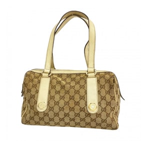 Gucci Handbag GG Canvas 152457 Leather Brown Ivory Champagne Women's