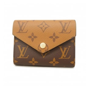 Louis Vuitton Tri-fold Wallet Monogram Reverse Portefeuille Victorine M81557 Brown Women's