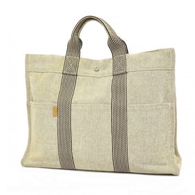 Hermes Tote Bag Foult MM Canvas Grey Women's