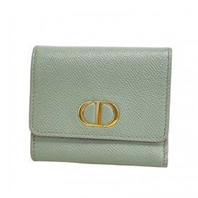 Christian Dior Tri-fold Wallet 30 Montaigne Leather Grey Champagne Women's