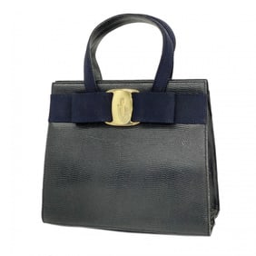 Salvatore Ferragamo Vara Leather Navy Handbag for Women
