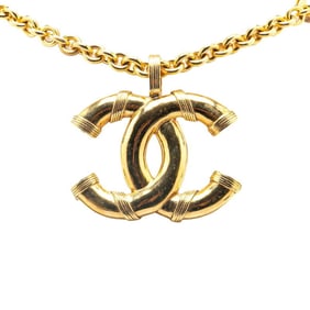Chanel Coco Mark Chain Necklace Gold Plated Women's CHANEL