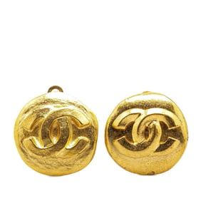 Chanel Coco Mark Earrings Gold Plated Women's CHANEL