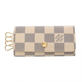 LOUIS VUITTON Damier Azur 4-Key Case White N60386 Unisex Canvas Key