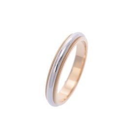 TIFFANY & Co. Tiffany Milgrain Band Ring Size 16.5 Women's K18 Yellow Gold Pt950 Platinum