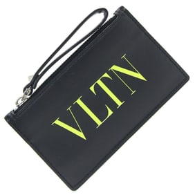 Valentino Coin Case TY2P0540LVN Black Neon Yellow Leather Fragment Card Wallet Men's VALENTINO