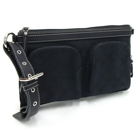 Coach Waist Bag Signature Black Canvas Leather Pouch Body Women's COACH