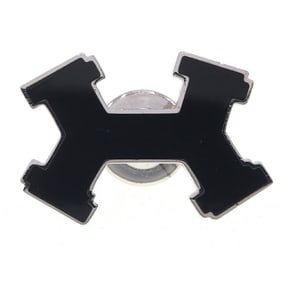 Hermes Pin Brooch Street H Black Silver Metal Women's HERMES