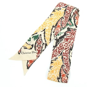 Christian Dior Dior Scarf Mitza Beige 100% Silk Ribbon Bag Charm Women's DIOR