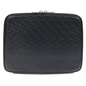 Burberry clutch bag TB Monogram laptop case black leather PC document men's BURBERRY