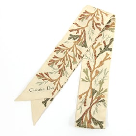 Christian Dior Dior Scarf Mitza Beige 100% Silk Ribbon Bag Charm Women's DIOR
