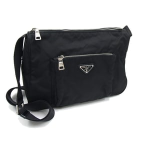 Prada Shoulder Bag BT0758 Black Nylon Leather Triangle Women's PRADA